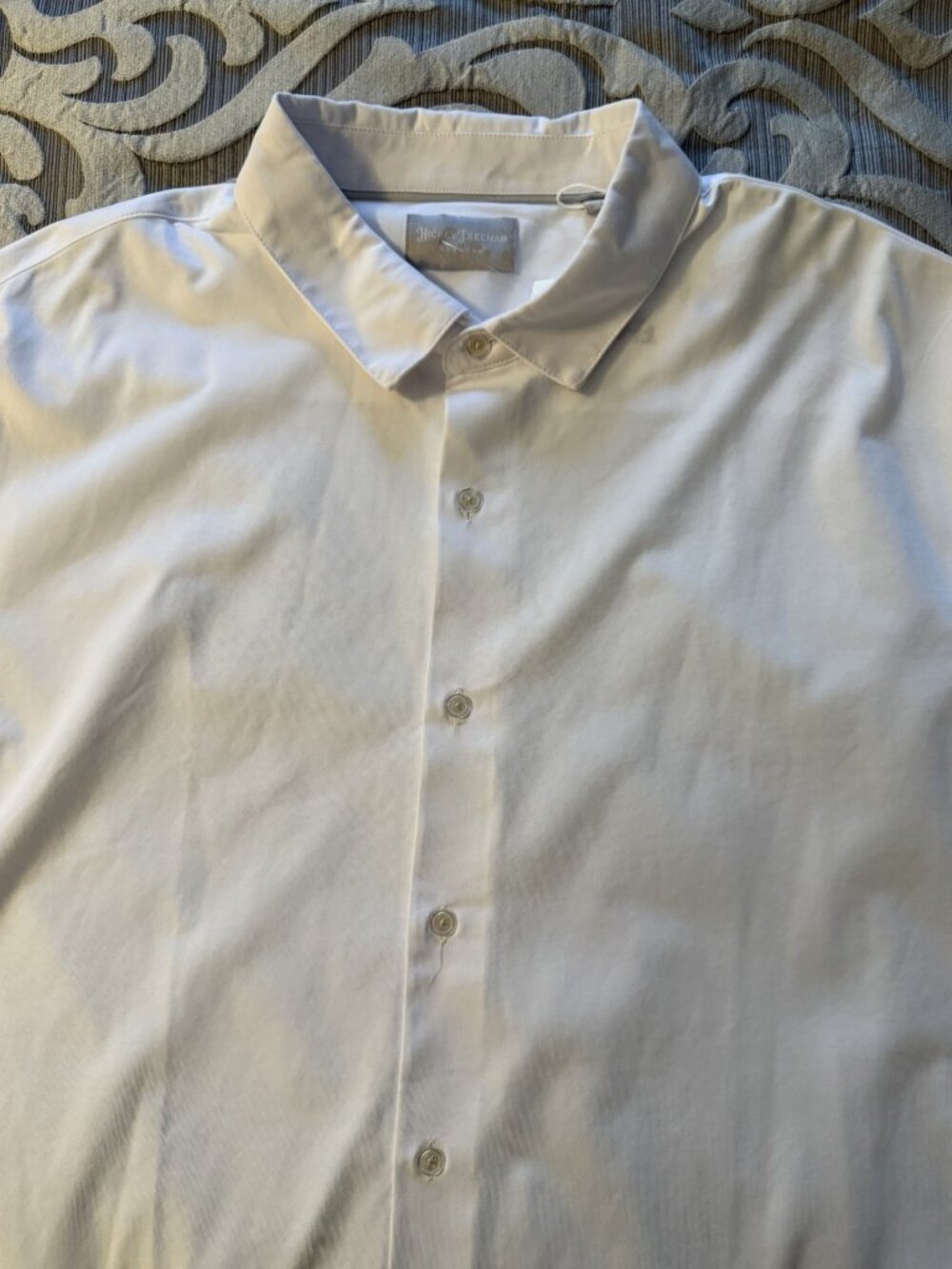 Hickey Freeman Shirt Men's Size XXL White Short Sleeve Button Up Classic Fit
